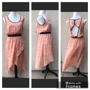 1940s style chiffon hi lo sleeveless dress S